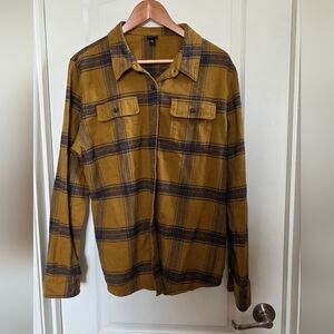 Patagonia Womens Fjord XL Mustard & Navy Flannel